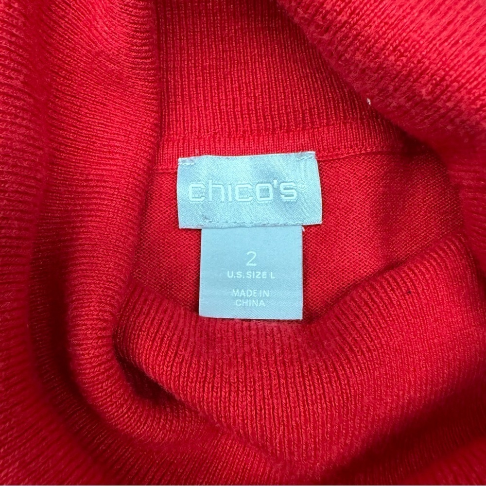 Chico’s Turtleneck Sweater Featherweight Layering Red Tunic Sz 12-L (Chico’s 2) - Picture 12 of 13